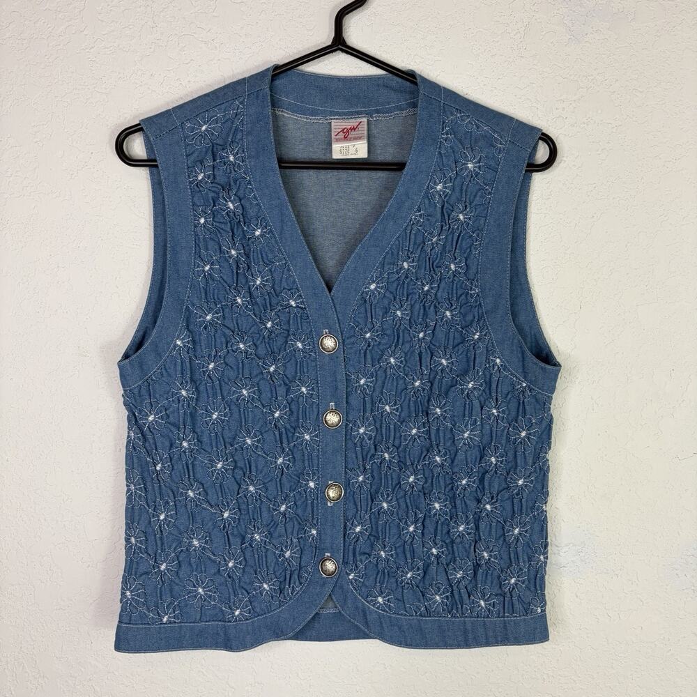 Vintage GW Division Of Graff Floral Quilted Vest Size 6 (see Measurements) USA